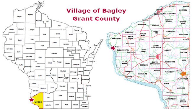 Wisconsin map highlighting Grant County